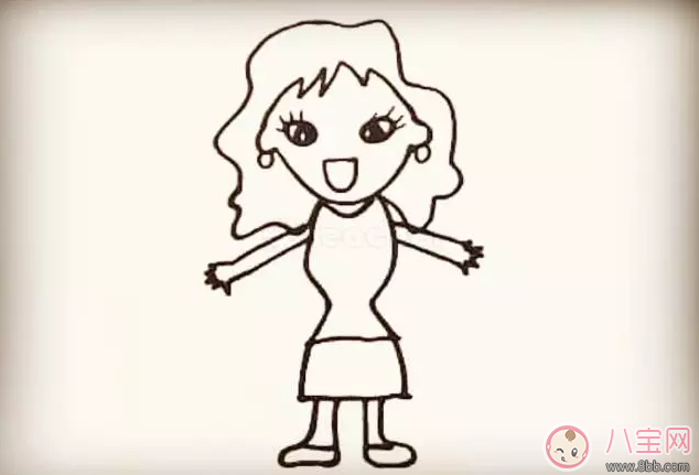 簡單兩筆畫出媽媽 媽媽簡筆畫教學