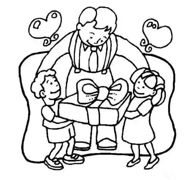 幼兒園父親節簡筆畫 爸爸和寶寶一起的簡筆畫圖片素材