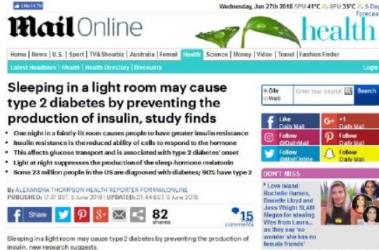 開燈睡容易得糖尿病真的嗎2018 睡覺有亮光易得糖尿病