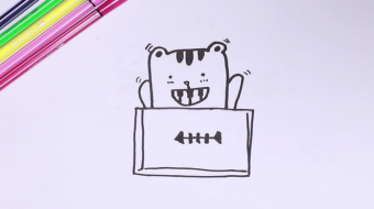 吃魚的貓簡筆畫視頻  吃魚的貓簡筆畫步驟教程