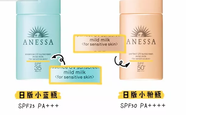 安耐曬藍瓶和粉瓶哪個防曬黑 日版安熱沙藍瓶和粉瓶成分對比
