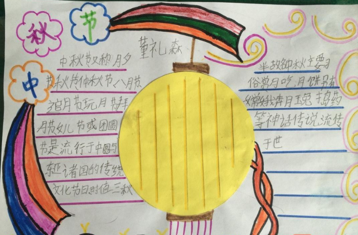 2019中秋節手抄報圖片模板 2019中秋節好看簡單的手抄報模板