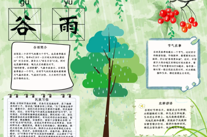 谷雨節氣手抄報簡單模板 谷雨手抄報圖片大全