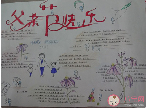 2020父親節感恩父親的手抄報圖片素材 2020關于父親節的手抄報模板圖片