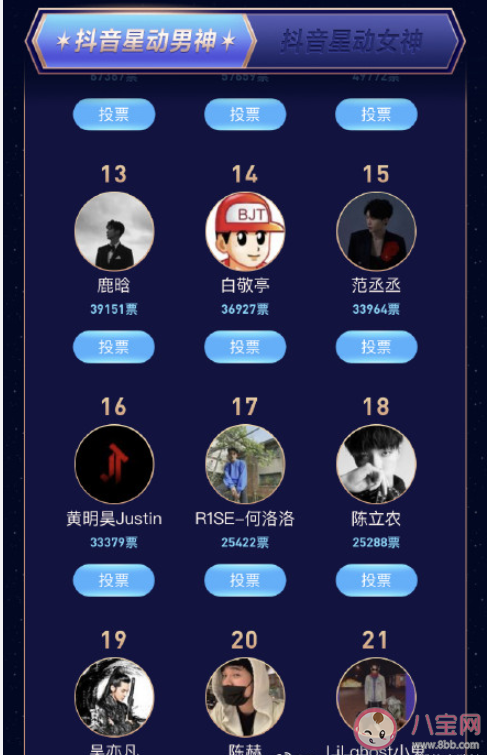 2021抖音星動(dòng)之夜在哪投票 抖音星動(dòng)之夜候選名單大全