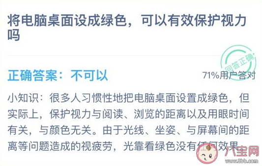 將電腦桌面設(shè)成綠色可以保護(hù)視力嗎 螞蟻莊園1月15日問題答案