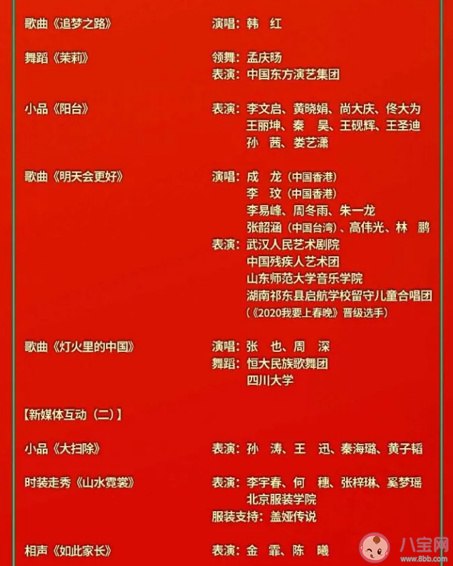 2021央視春晚節(jié)目單(官宣) 央視春晚明星嘉賓大全