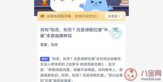 綠肥紅瘦中紅瘦本意指哪種花 螞蟻莊園3月30日答案