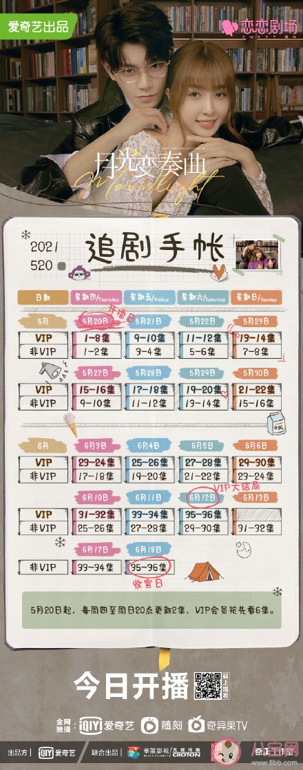 《月光變奏曲》追劇日歷 《月光變奏曲》每周看幾集