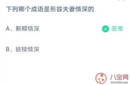 下列哪個成語是形容夫妻情深的 最新螞蟻莊園7月3日答案