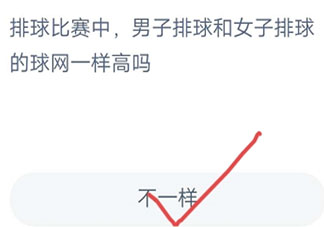 男子排球和女子排球的球網一樣高嗎 螞蟻莊園8月6日答案