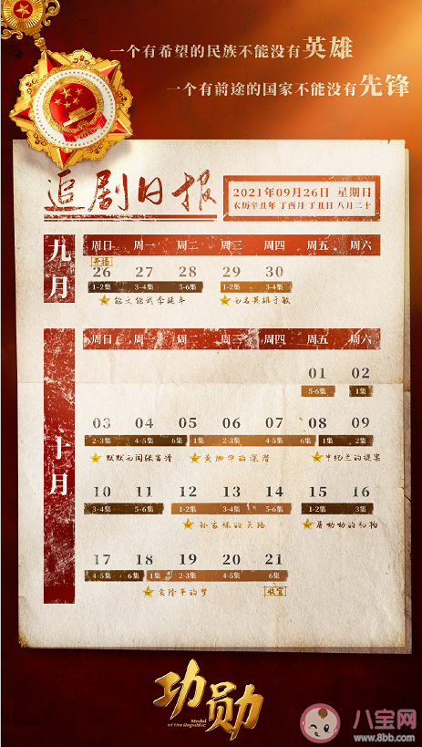 《功勛》追劇日歷 電視劇《功勛》8個單元故事是什么