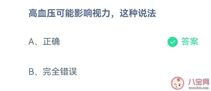 高血壓可能影響視力這種說法正確嗎 螞蟻莊園10月31日答案解析
