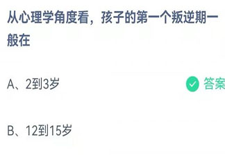 從心理學角度看孩子的第一個叛逆期一般在幾歲 螞蟻莊園11月19日答案介紹