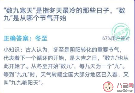 數(shù)九寒天中數(shù)九是從哪個(gè)節(jié)氣開始螞蟻莊園 12月21日答案更新 數(shù)九寒天中數(shù)九是從哪個(gè)節(jié)氣開始螞蟻莊園 12月21日答案更新