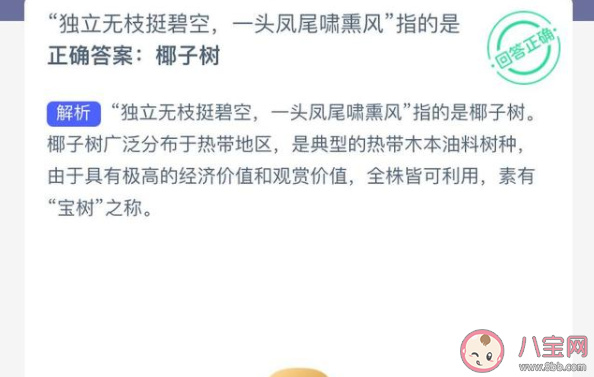 獨立無枝挺碧空一頭鳳尾嘯熏風指的是什么 螞蟻新村12月29日答案