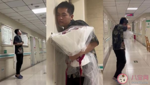 男子產房外手捧鮮花等待妻子生產 如何照顧好產婦