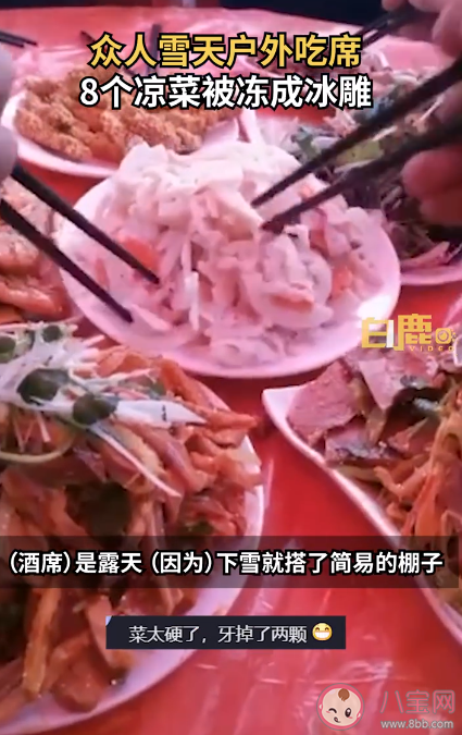 眾人戶外吃席8個(gè)涼菜被凍成硬菜是怎么回事 冬天適合吃涼菜嗎