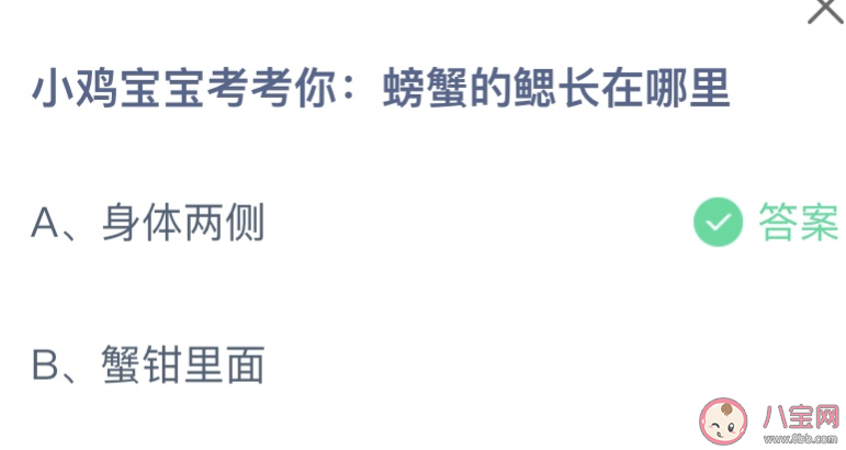 螃蟹的鰓長在哪里 螞蟻莊園6月20日答案