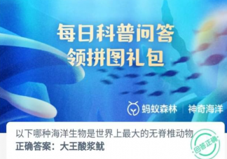 以下哪種海洋生物是世界上最大的無脊椎動物 神奇海洋7月25日答案