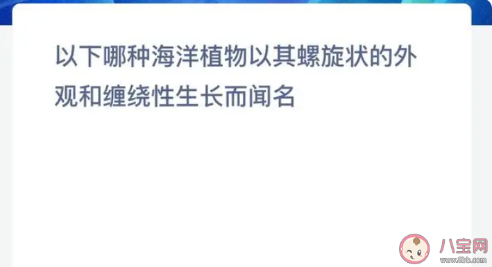 以下哪種海洋植物以其螺旋狀的外觀和纏繞性生長而聞名 神奇海洋7月27日答案 以下哪種海洋植物以其螺旋狀的外觀和纏繞性生長而聞名 神奇海洋7月27日答案