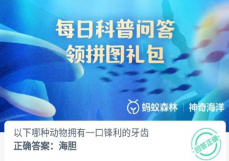 以下哪種動物擁有一口鋒利的牙齒 神奇海洋7月31日問題答案