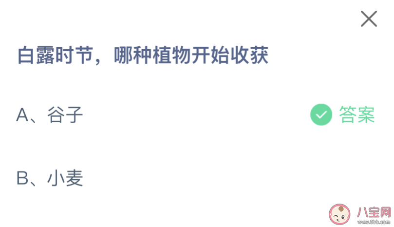螞蟻莊園白露時節哪種植物開始收獲 小課堂9月8日答案