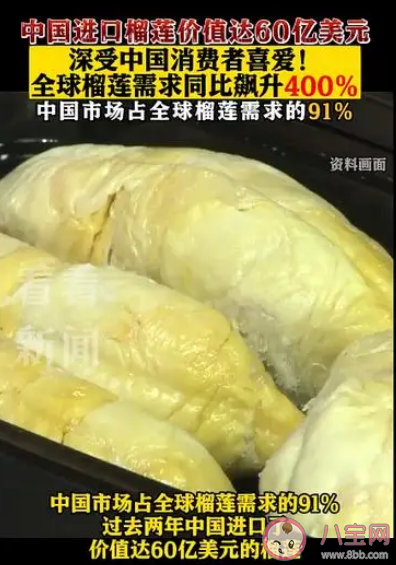 報告稱中國人吃掉全球91%榴蓮 中國人為什么這么愛吃榴蓮