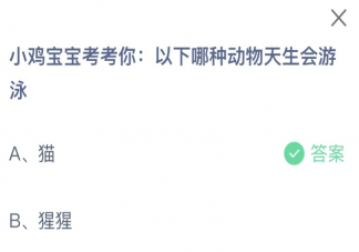 以下哪種動(dòng)物天生會(huì)游泳 螞蟻莊園10月14日答案介紹