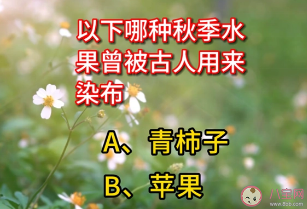螞蟻莊園以下哪種秋季水果曾被古人用來染布 10月18日答案介紹 螞蟻莊園以下哪種秋季水果曾被古人用來染布 10月18日答案介紹