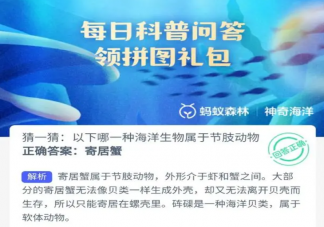 猜一猜以下哪—種海洋生物屬于節肢動物 神奇海洋11月13日答案