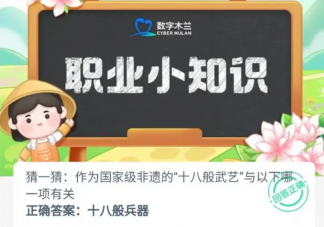 作為國家級非遺的十八般武藝與以下哪一項有關 螞蟻新村12月4日答案