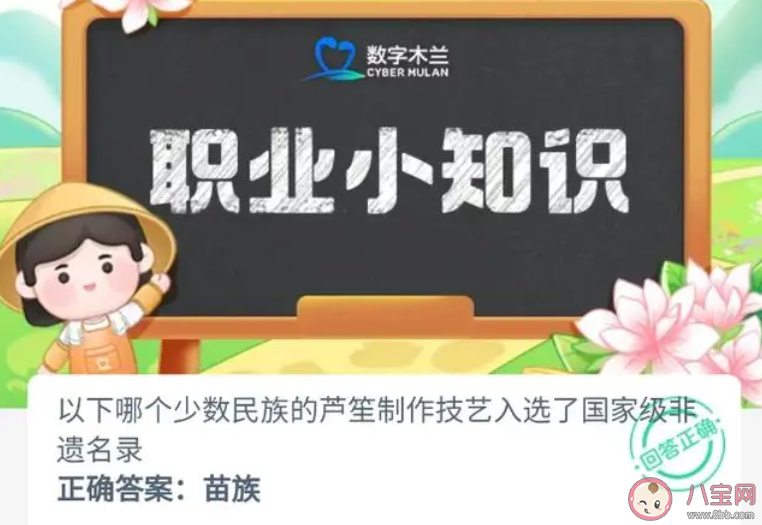 以下哪個少數民族的蘆笙制作技藝入選了國家級非遺名錄 螞蟻新村12月15日答案