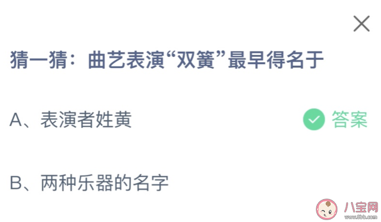 猜一猜曲藝表演雙簧最早得名于什么 螞蟻莊園1月11日答案