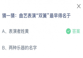 猜一猜曲藝表演雙簧最早得名于什么 螞蟻莊園1月11日答案