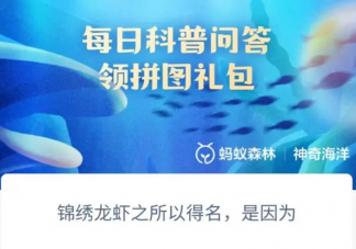 錦繡龍蝦之所以得名是因為什么 神奇海洋1月22日答案
